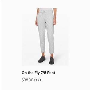 Lulu Lemon On the Fly 7/8 Pants